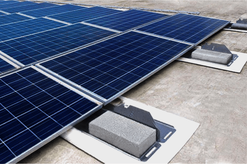 Solar panels installed on a flat surface.